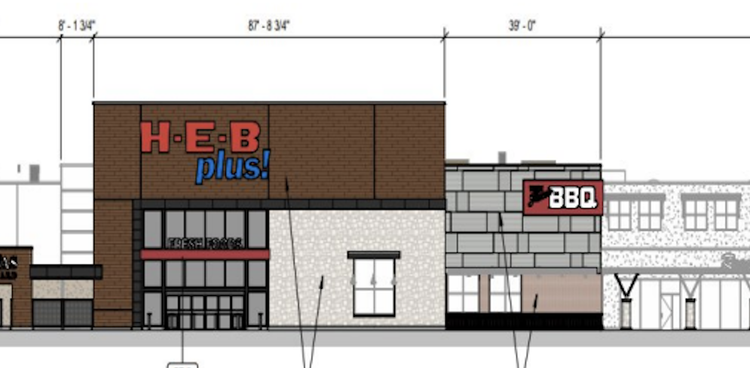 H-E-B Plus expansion in Kyle rendering presented before Kyle city council on March 26.
