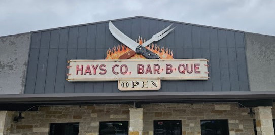 Picture of the front of the old Hays Co Bar-B-Que location