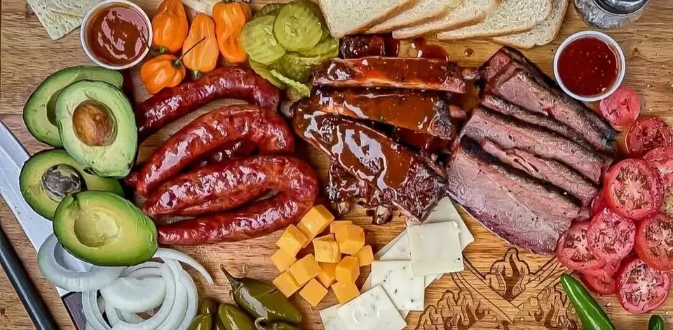 Platter of meats at Hay's Co. BBQ