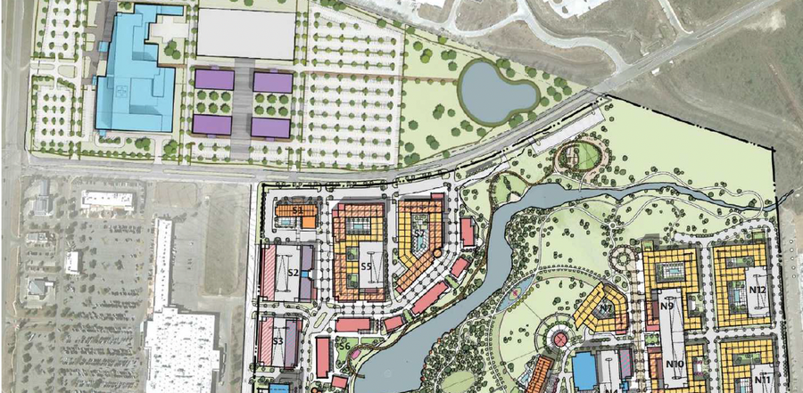 Aerial rendering of project